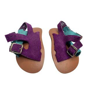 McKids McBaby Girls Infant baby 3 Months LEather Sandals Shoes Purple Blue Suede